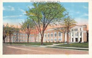 GREEN BAY, WI Wisconsin        WEST HIGH SCHOOL       1940 Linen Postcard