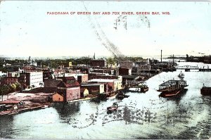 Postcard BRIDGE SCENE Green Bay Wisconsin WI AI2925