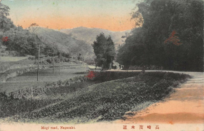 Mogi Road, Nagasaki, Japan, Early Hand Colored Postcard, Unused