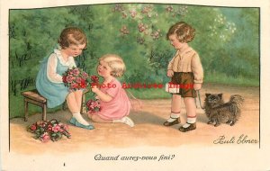 Pauli Ebner, Dondorf No 3391-1, Quand Aurez-Nous Fini? Children With Roses, Dog