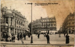 CPA ANGERS - Plece du Raliement Hotel des Postes La Rue d'Alsace (167261)