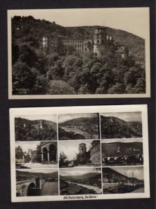 Germany Lot 2 Heidelberg Multi-view Castle Real Photo Postcards Carte Postale RP