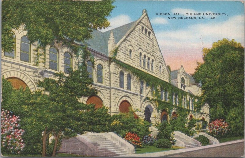 Postcard Gibson Hall Tulane University New Orleans LA