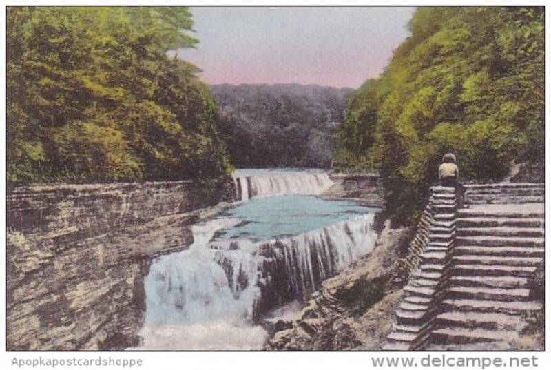 New York P O Castile Lower Falls Genesee River Letchworth State Park Albertype