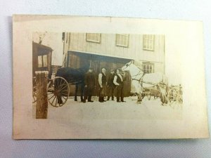 Vintage Postcard Scene of Men with their Horse and Wagons 1911