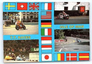 ISLE of MAN ~ Motorcycles T.T. RACES International Flags 1990 ~ 4x6 Postcard