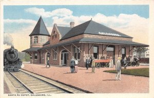 J66/ Galesburg Illinois Postcard c1910 Santa Fe Railroad Depot  330