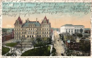 Vintage Postcard 1914 Capitol And State Education Building Albany New York NY