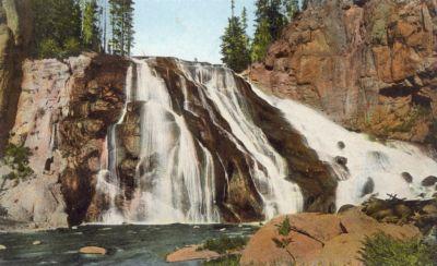 YELLOWSTONE GIBBON FALLS NATIONAL PARK WY Postcard HAYNES...