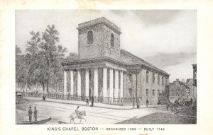 Vintage Postcard King's Chapel Religoius Building Landmark Boston Massachusetts