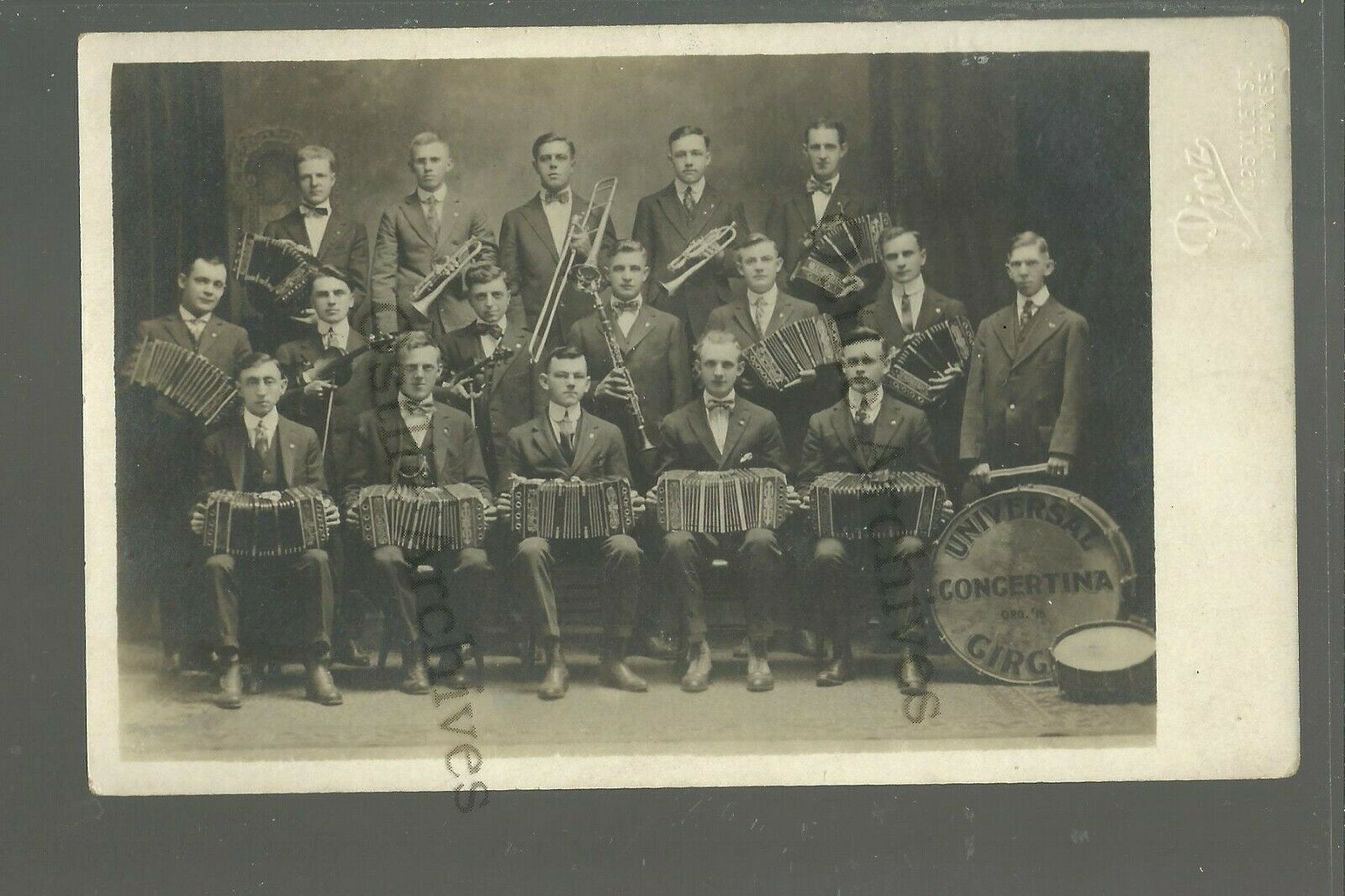 Milwaukee WISCONSIN RPPC c1915 CONCERTINA BAND Orchestra Accordion