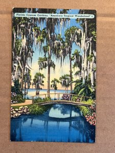 .01 LINEN POSTCARD UNUSED - CYPRESS GARDENS, AMERICA'S TROPICAL WONDERLAND FLA