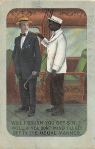 G19/ Black Americana Postcard Comic c1910 Golf Club Train Attendant 11