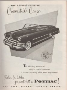 1950 Print Ad Pontiac Chieftain Convertible Coupe