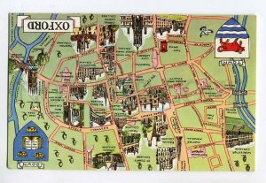 287160 UK OXFORD Map of town coat of arms Vintage postcard