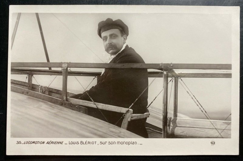 Mint Frabce RPPC Real Picture Postcard Early Aviation Louis Bleriot In Monoplane