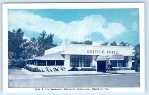MIAMI, Florida FL ~ Roadside EDITH & FRITZ RESTAURANT c1950s  Postcard