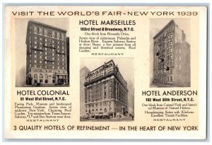 1939 World's Fair New York Hotels Building New York City NY, Multiview Postcard 