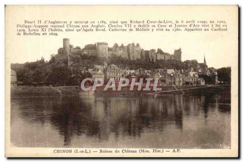 Old Postcard Chinon ruins Chaeau