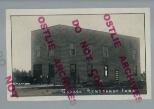 Rembrandt IOWA RPPC 1912 GARAGE Automobile Car nr Sioux Rapids Storm Lake