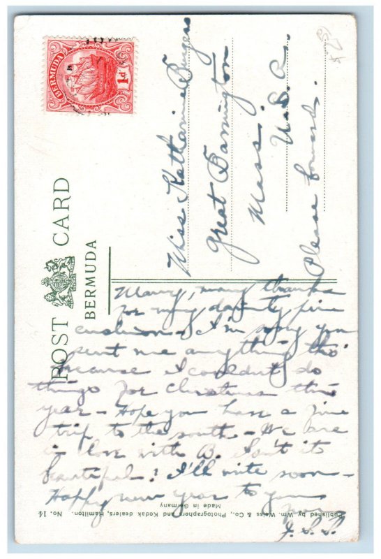 Bermuda Postcard View of Walshingham Tom Moores House c1910 Antique Posted