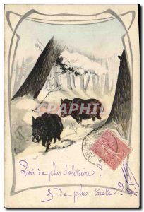 Old Postcard Hunting Boars