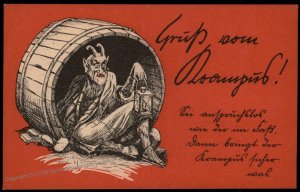 Austria 1920s Classic Krampus Devil Christmas Card UNUSED 95414