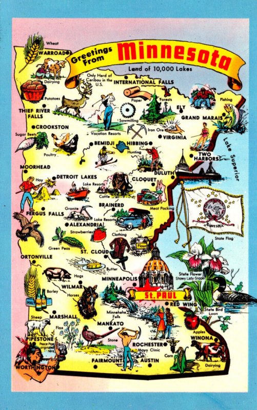 Minnesota Greetings With Map