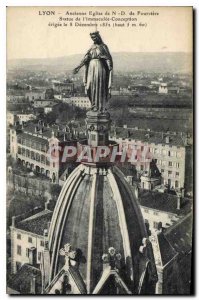 Postcard Old Lyon Ancient Church of N D Fourviere Statue of the Immaculate Co...