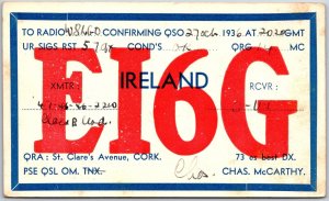 Radio Card EI6G Ireland QRA: St. Clare's Avenue Cork. Posted Postcard