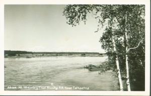 MT McKINLEY ALASKA FROM ALASKA RAILROAD NEAR TALKEETNA REAL PHOTO POSTCARD 1940s