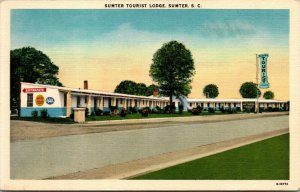 Vtg 1930s Sumter Tourist Lodge Sumter South Carolina SC Unused Linen Postcard