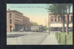 INDEPENDENCE MISSOURI LEXINGTON & LIBERTY STREET SCENE VINTAGE POSTCARD MO.