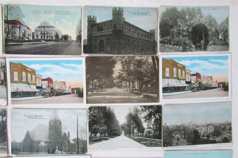 ILLINOIS lot of 38 IL ANTIQUE POSTCARDS