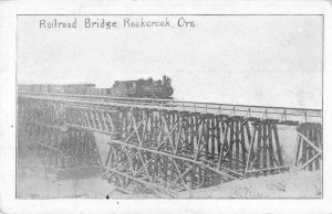 Rockcreek Oregon birds eye view Railroad Bridge antique pc DD6076