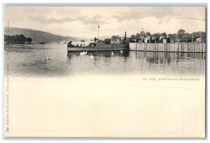 c1905 The Pier Bowness-On-Windermere Cumbria England Tuck Art Postcard
