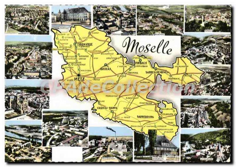 Moselle tourist map Modern Postcard