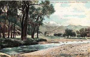 Pikes Peak From Near Colorado City Colorado Vintage Postcard Standard View Card