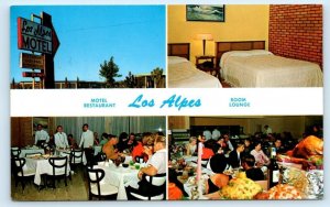 CIUDAD ACUNA, Mexico ~ Roadside LOS ALPES Motel Restaurant c1960s-70s Postcard