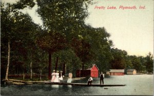 Vtg 1909 Pretty Lake Ladies in Dresses Plymouth Indiana IN Postcard