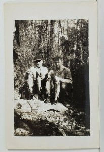 RPPC Men With Their Fish MANTWKI QUE. CANADA Photo to Hanover Pa Postcard P9