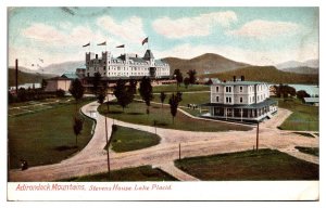 Antique Steven's House Hotel, Adirondack Mountains, Lake Placid, NY Postcard