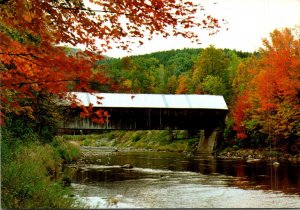 Vermont West Woodstock Lincoln Covered Bridge Over Ottauquechee River