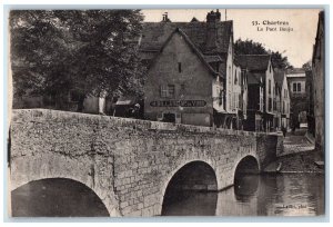 c1910 Le Pont Bouju Chartres Billiard Hall France Unposted Antique Postcard