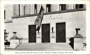 Vtg Trenton New Jersey NJ Army Navy Service Center Masonic Temple 1940s Postcard