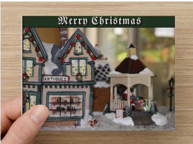 Merry Christmas Handmade Postcard Set of 6, Christmas Village Antiques