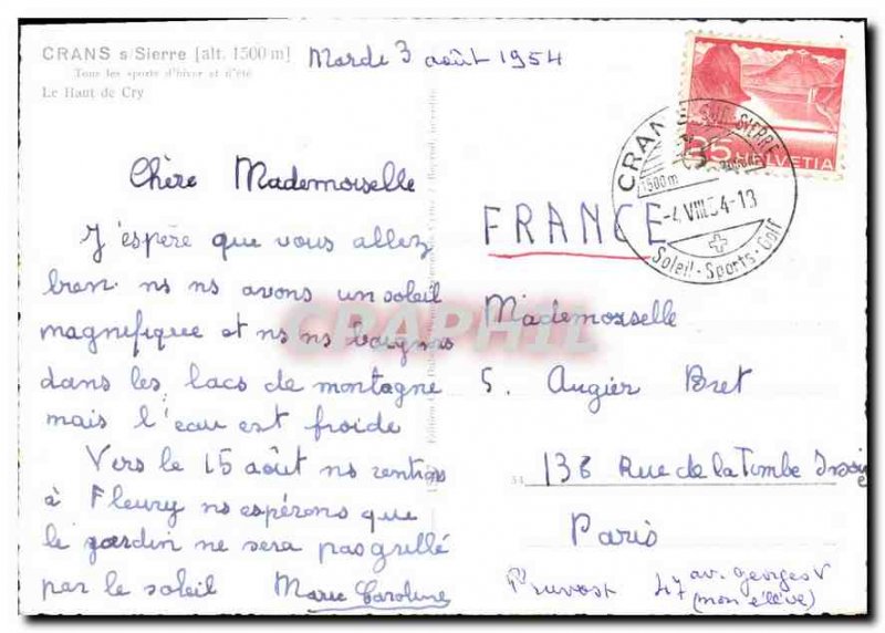 Modern Postcard Sierre Crans High Cry