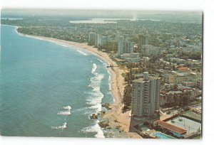 San Juan Puerto Rico Vintage Postcard Beautiful Blue Coast Aerial View Beach