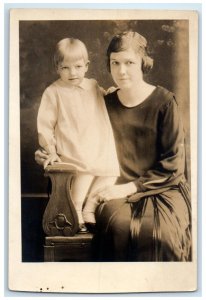 c1910's Mothe And Daughter Studio Sapulpa Oklahoma OK RPPC Photo Postcard