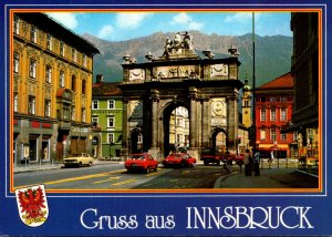 Austria Innsbruck Gruss Triumphpforte mit Nordkette